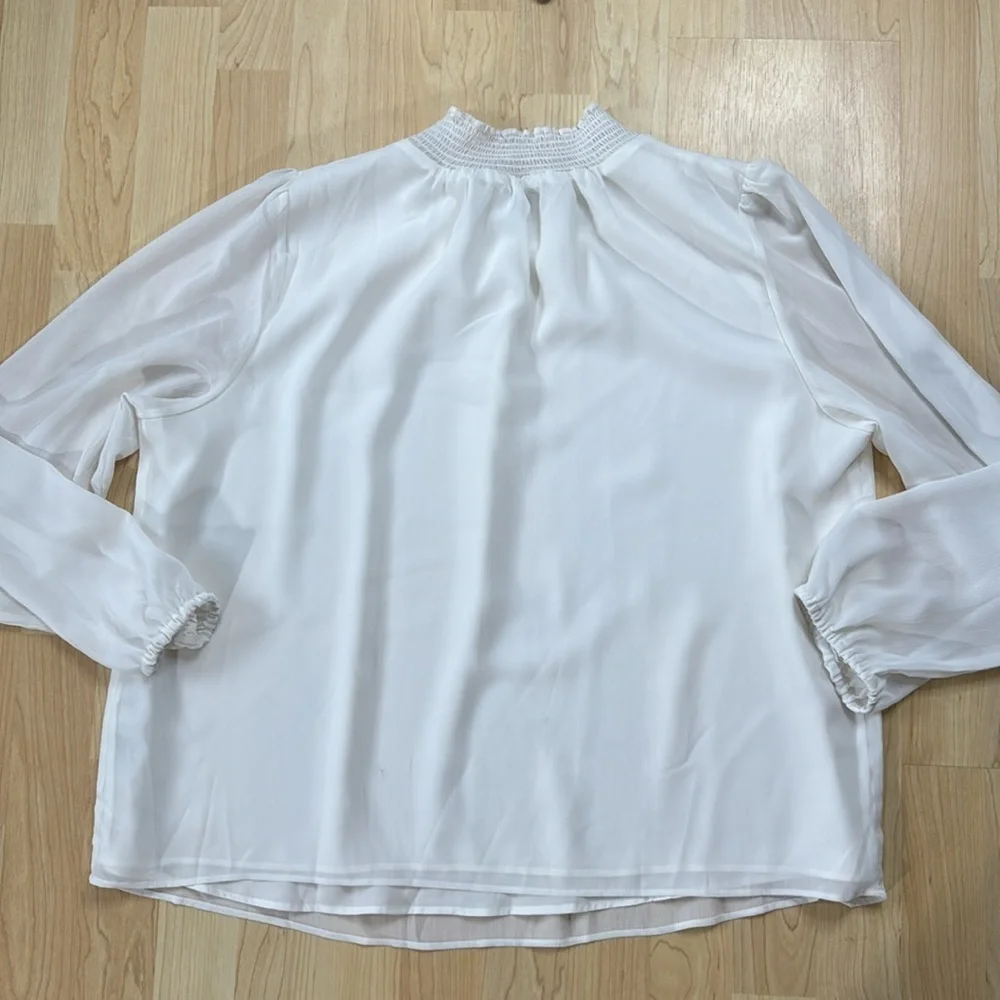 J. Crew Turtleneck Crepe Lined Long Sleeve Blouse Size XL